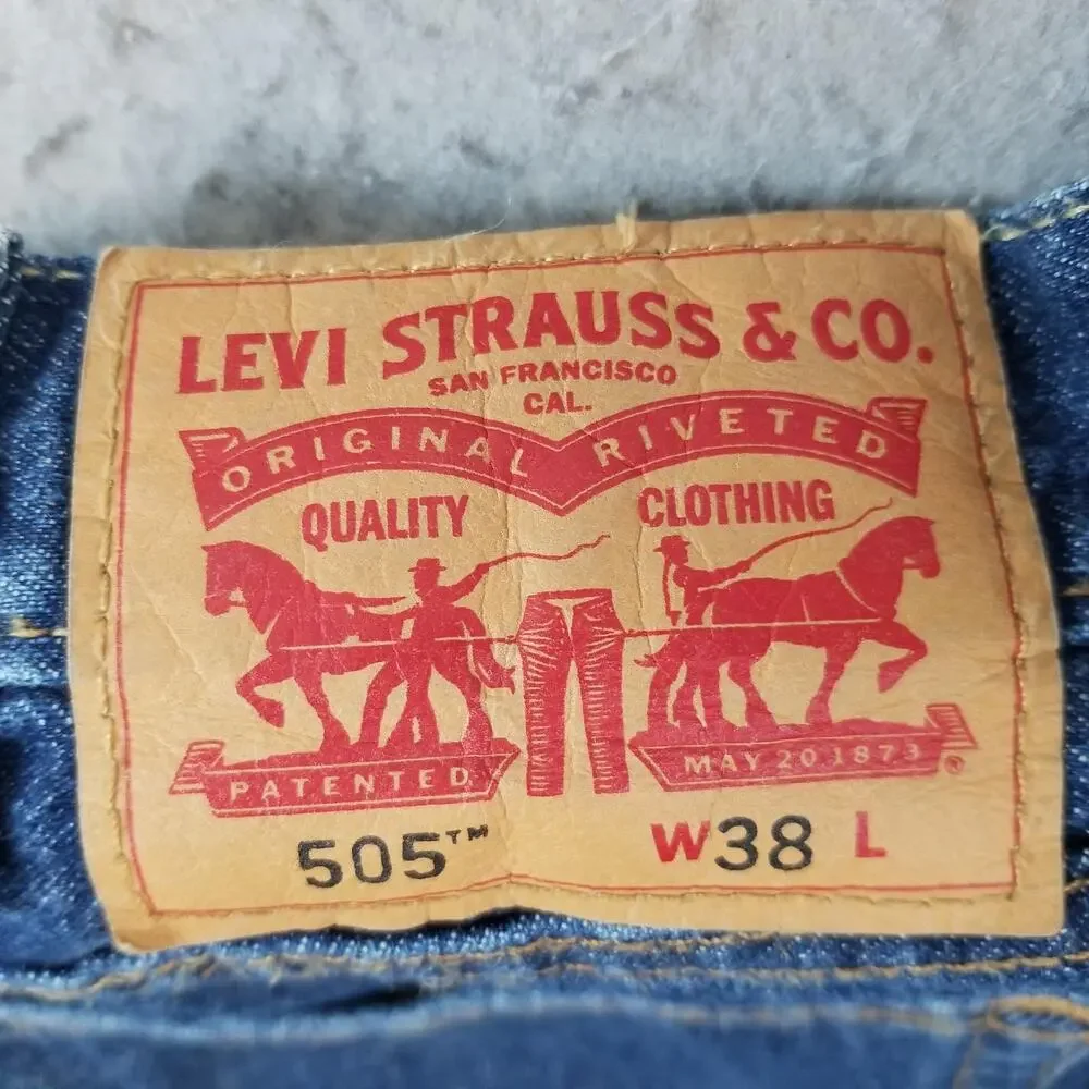 Levis 505 Denim Shorts Mens 38‎ Blue Regular Fit Bermuda 11 Inseam Casual